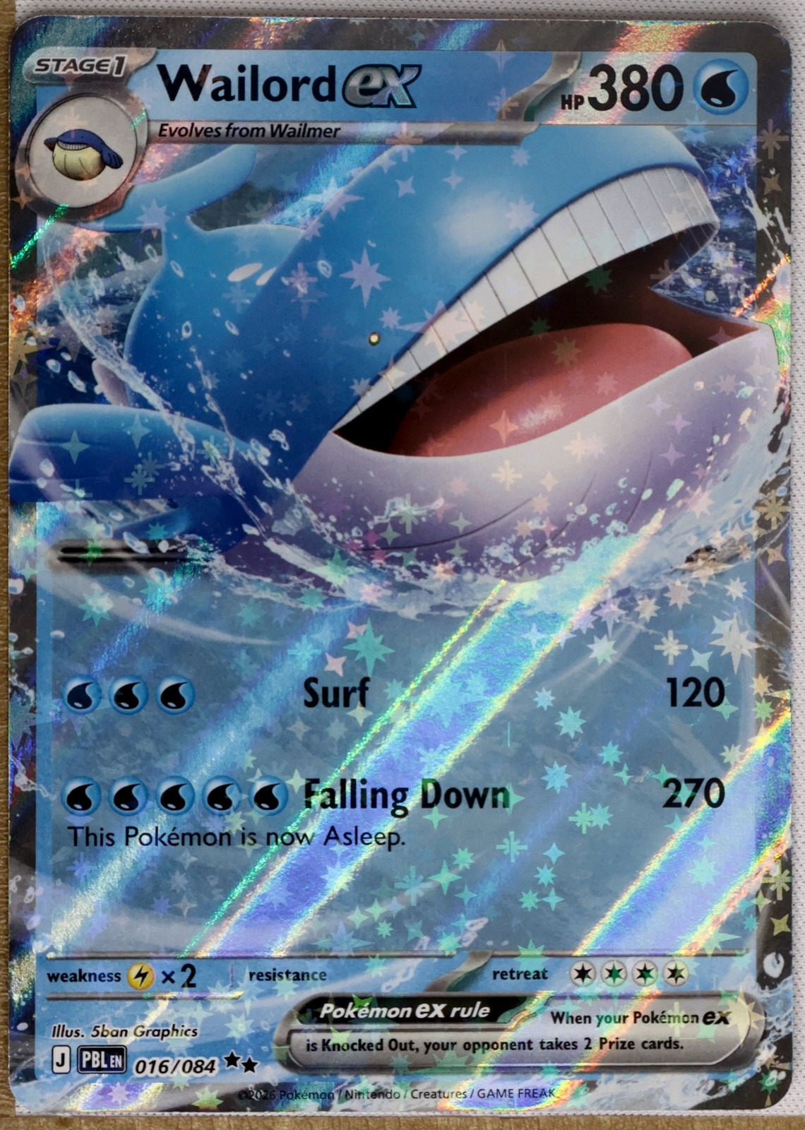 Pokémon TCG Pitch Black 2026 #016 Wailord ex — Holo