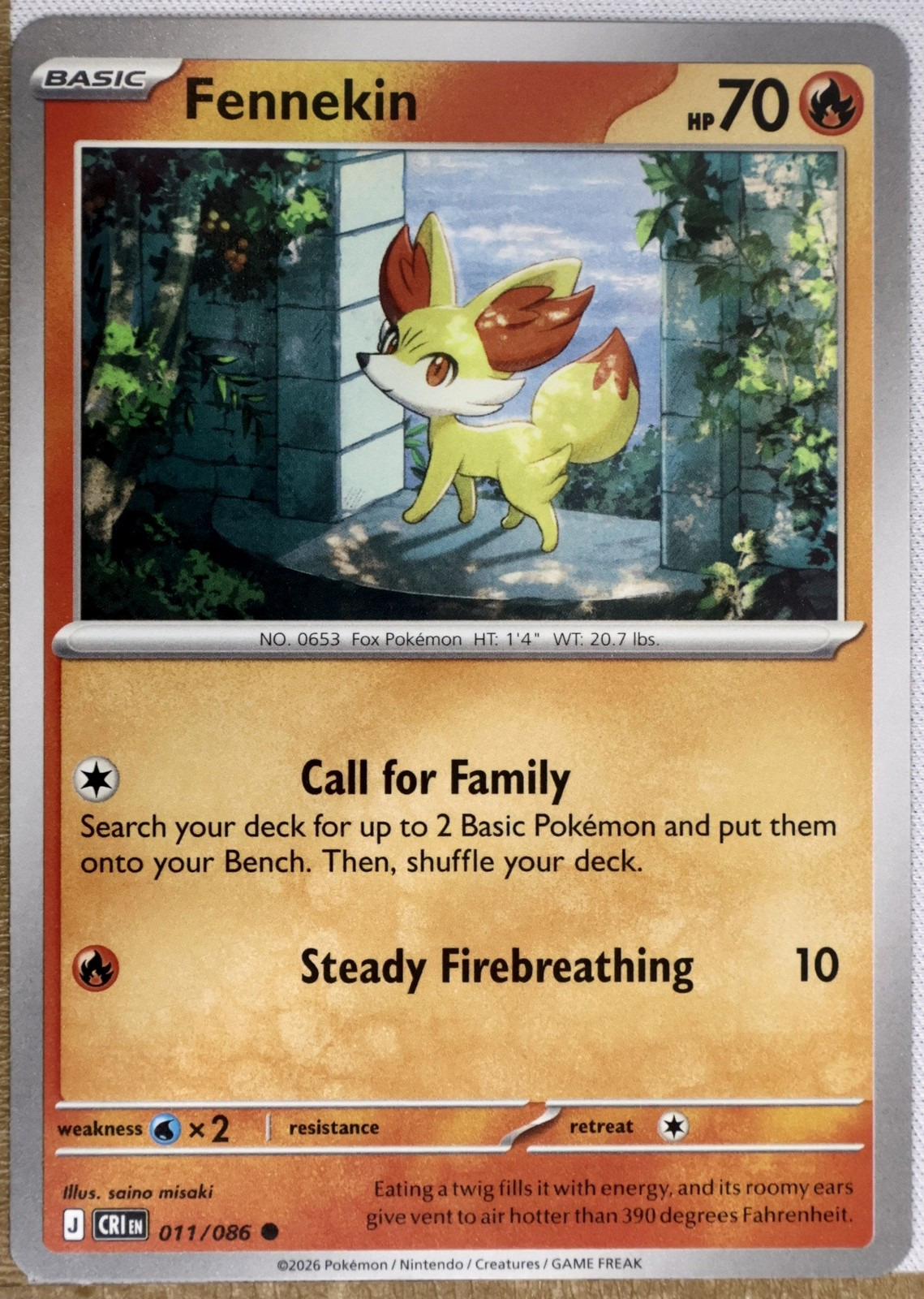 Pokémon TCG Chaos Rising 2026 #011 Fennekin
